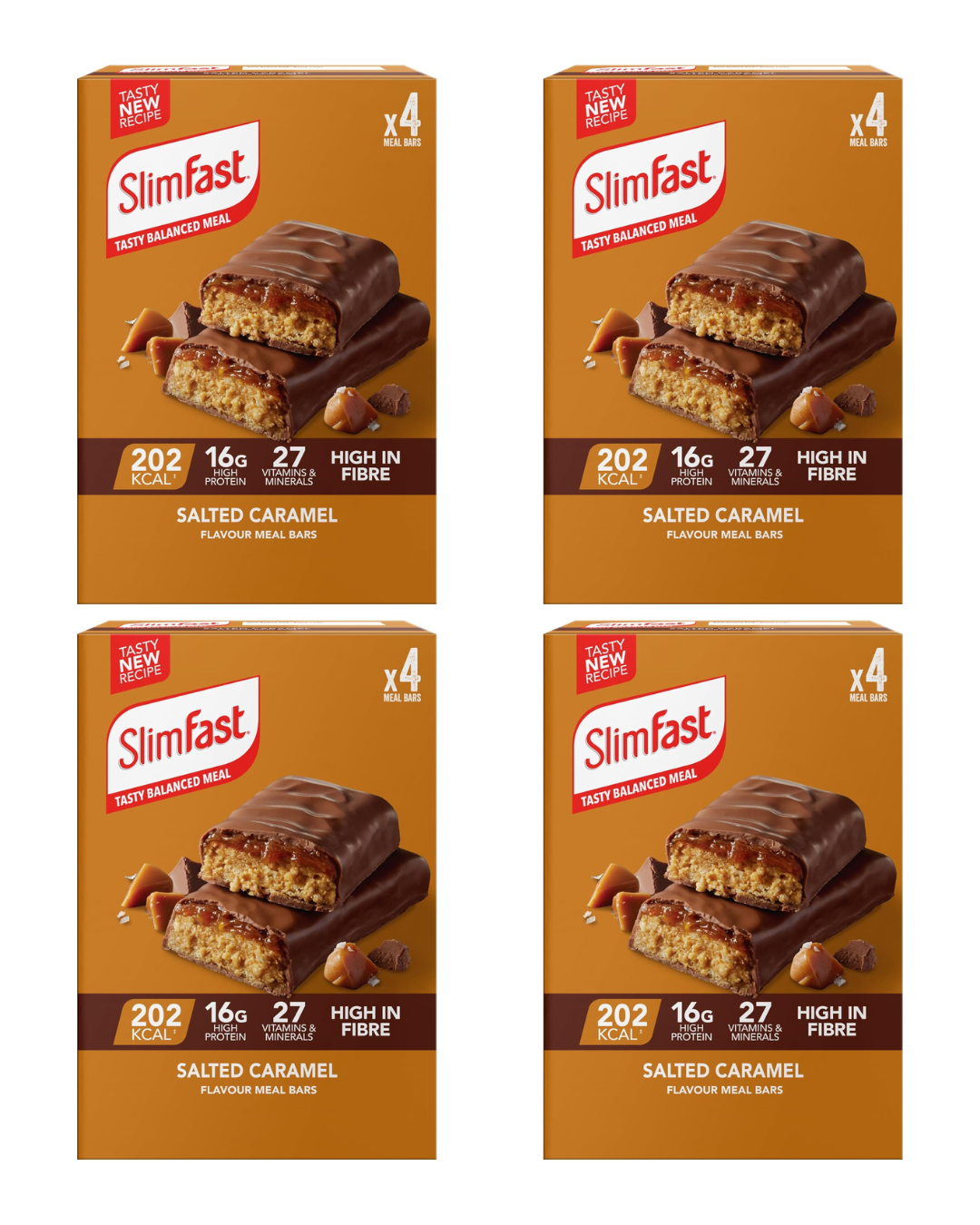 SlimFast Meal Replacement Snack Bar, Salted Caramel Flavour Full Case (16 x 60g)